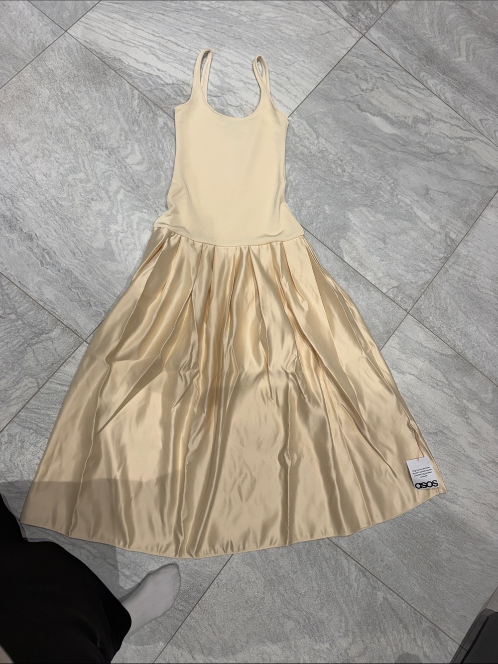 ASOS Cream Satin Tank Dress